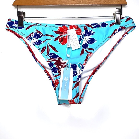 NWT CUPSHE Aqua Blue Blue Low Rise Swimsuit Bikini Bathing Suit Bottom Size XL - Picture 2 of 7